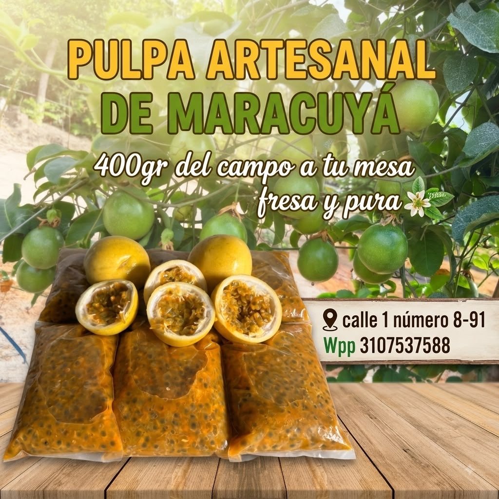 Pulpa artesanal de maracuyá 400 gramos
